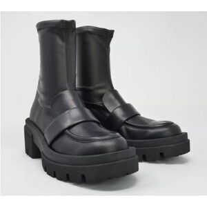 Women's Black Equitare loafer Leather Booties size 38